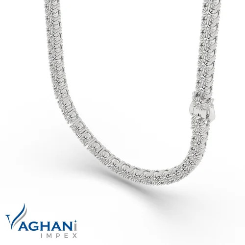 Cuban Tikli Diamond Gold Chain - 10kt Gold, 20 Inch Length, White Color, 40.00 Gm, Round Stone Shape | Lab-grown Diamonds, Polished Finish, Elegant Luxury Design