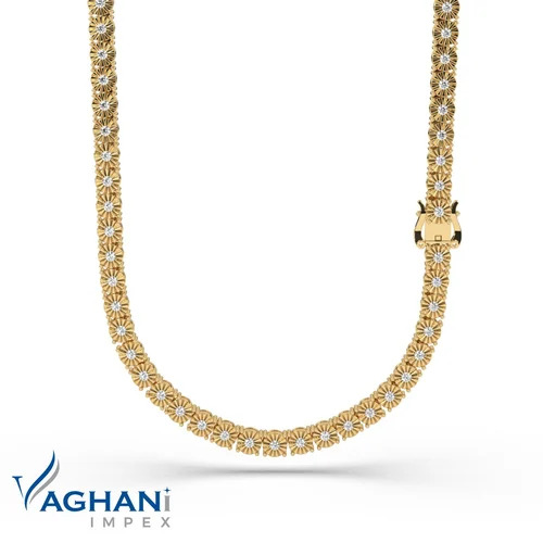 Cuban Tikli Diamond Gold Chain - 10kt Gold, 20 Inch Length, White Color, 40.00 Gm, Round Stone Shape | Lab-grown Diamonds, Polished Finish, Elegant Luxury Design