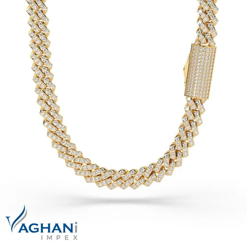 Diamonds Cuban Links Chains - 10kt Gold, 22 Inch Length, Round Lab Grown Diamonds 14.00 Carat, 78.30 Gram Weight, Customizable Luxury Design