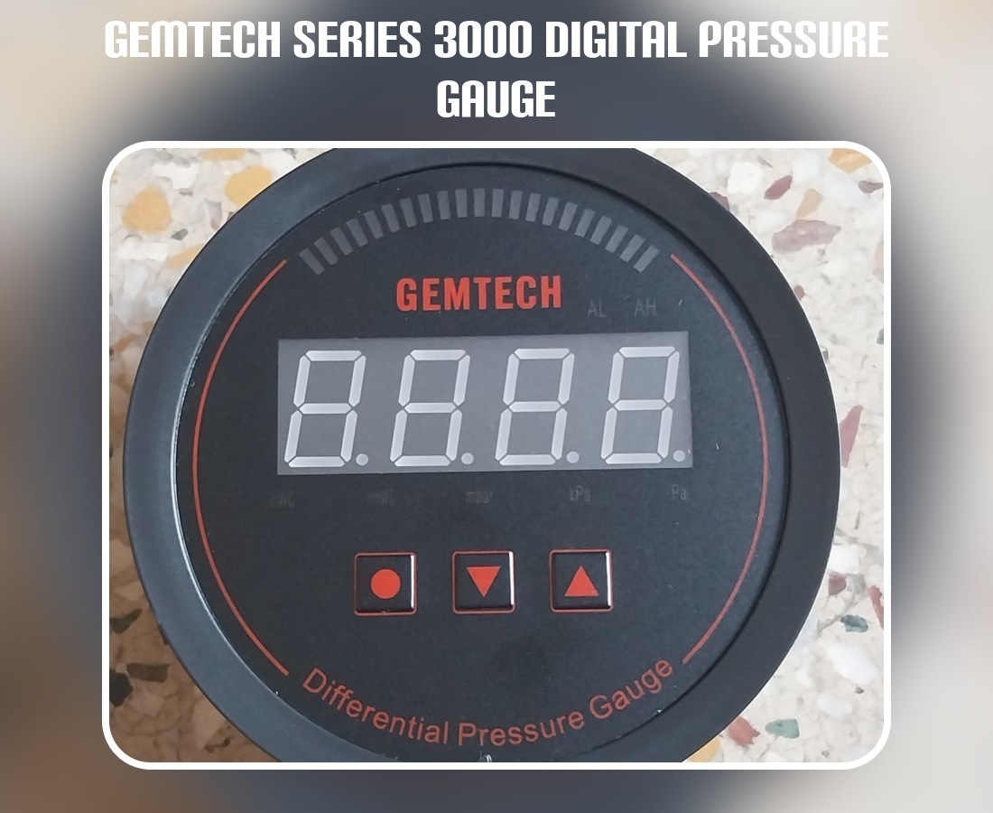 Gemtech Series 3000 Digital Pressure Gauge With Alarm Range 0 To 1.250 Mbar - Color: Black