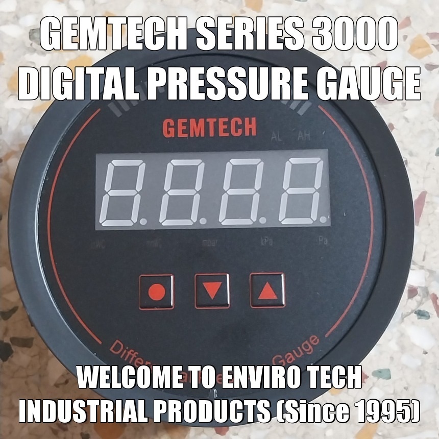 Gemtech Series 3000 Digital Pressure Gauge With Alarm Range 0 To 1.250 Mbar - Color: Black