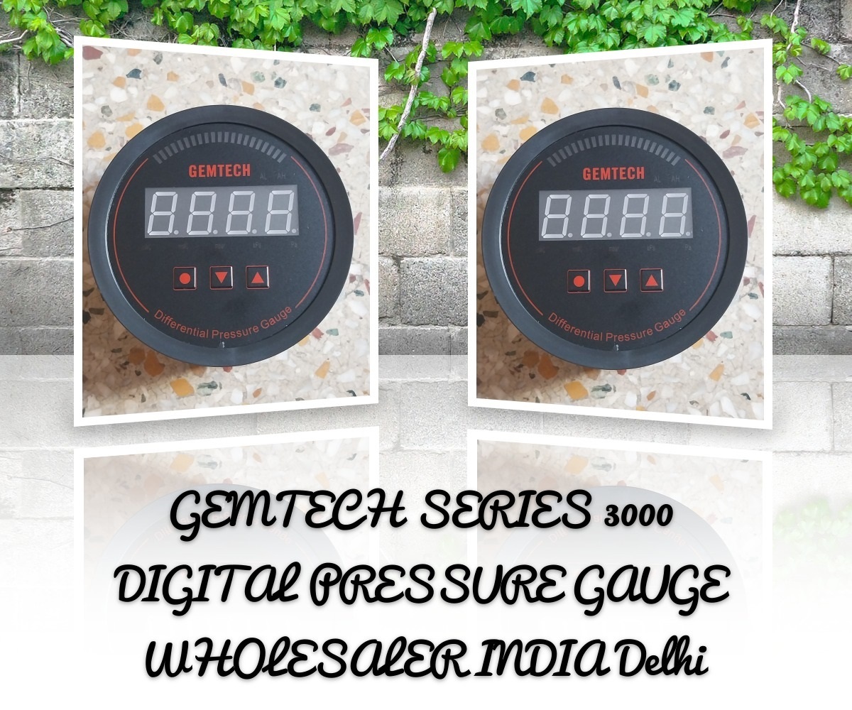 Gemtech Series 3000 Digital Pressure Gauge With Alarm Range 0 To 1.250 Mbar - Color: Black