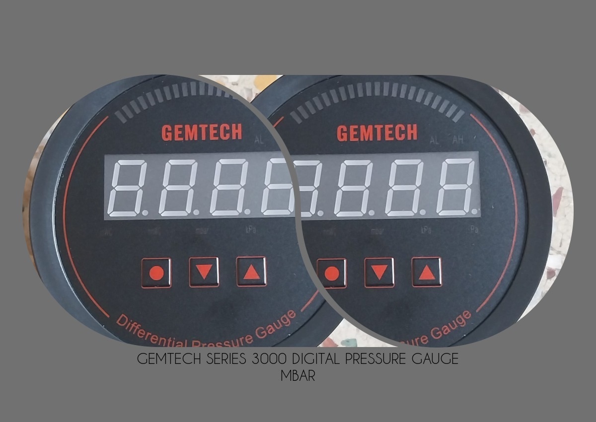 Gemtech Series 3000 Digital Pressure Gauge With Alarm Range 0 To 0.600 Mbar - Color: Black