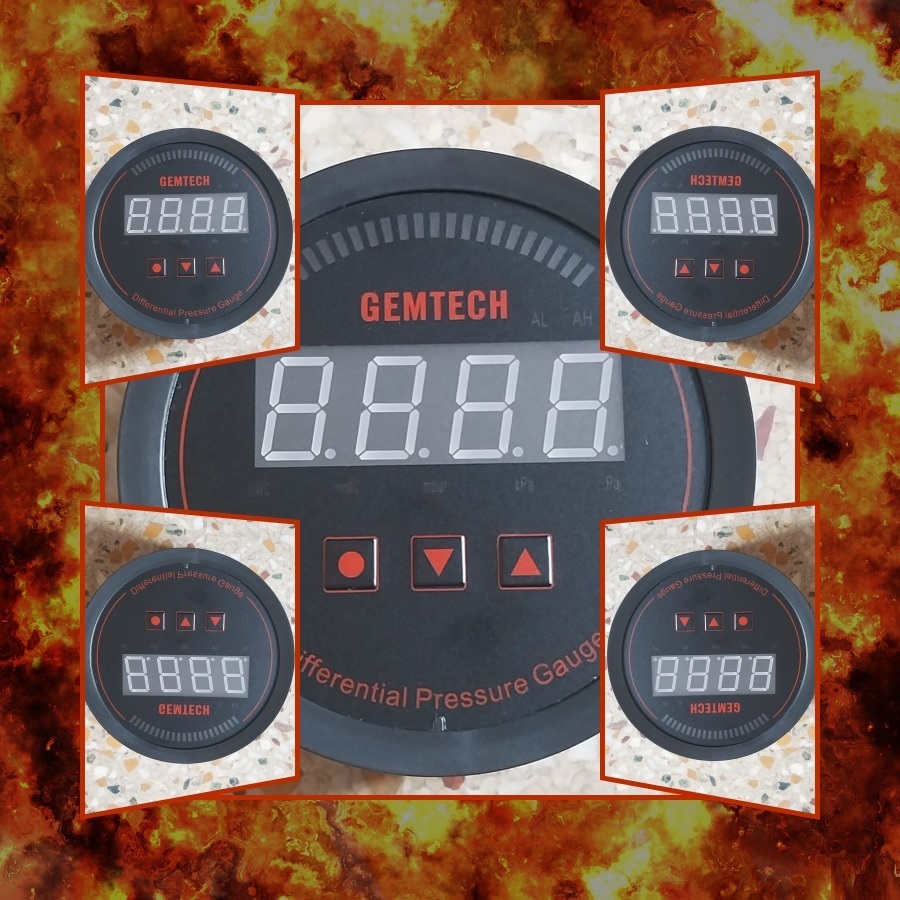 Gemtech Series 3000 Digital Pressure Gauge With Alarm Range 0 To 0.600 Mbar - Color: Black