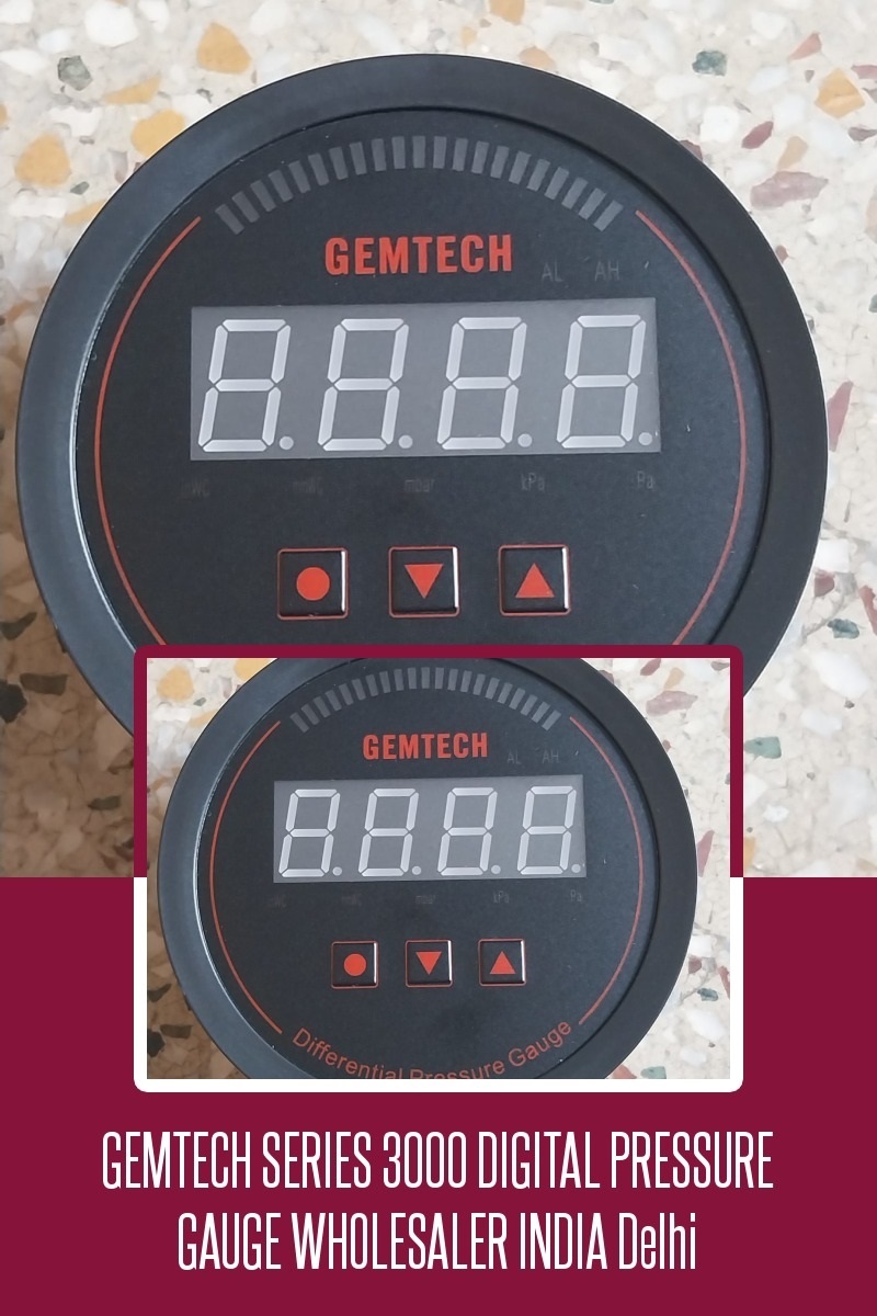 Gemtech Series 3000 Digital Pressure Gauge With Alarm Range 0 To 0.600 Mbar - Color: Black