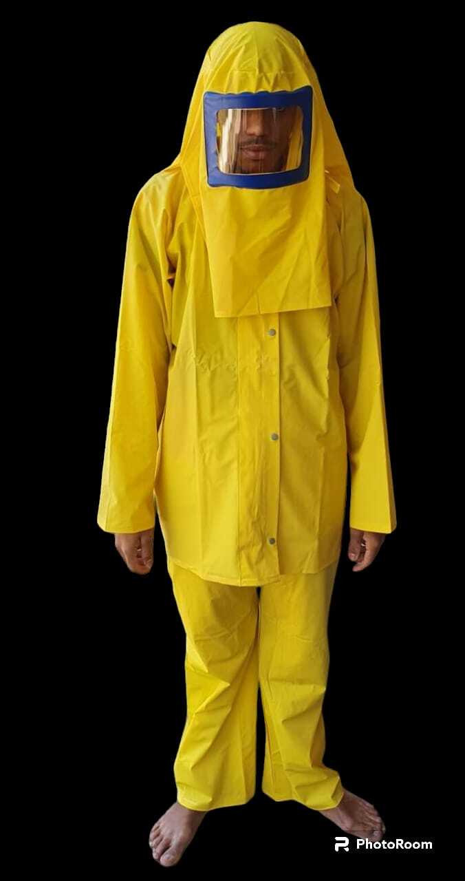Pvc Chemical Protection Suit - Disposable Unisex, Waterproof Design For Hazardous Chemical Exposure