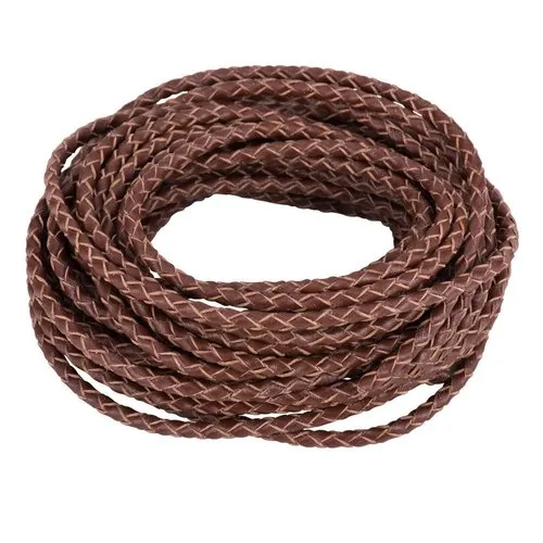 Fancy Trendy Braided Leather Cord - PU Leather, 5 Meters, Brown | Eco-Friendly, Lightweight, Versatile for Jewelry Making and Crafting