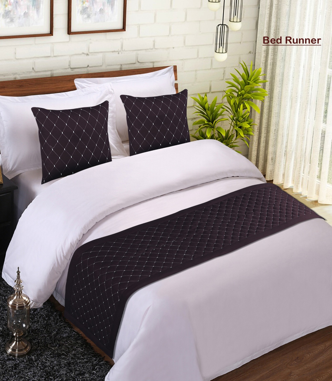 Gold Quilted Bed Runner - Polyester, 96 Inch Length, King Size, 600 Gsm | Quick Dry, Shrink Resistant, Washable, 300 Thread Count