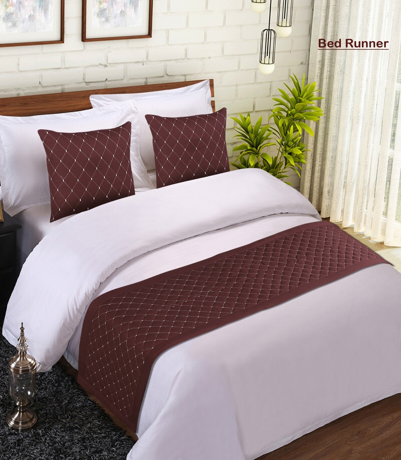 Gold Quilted Bed Runner - Polyester, 96 Inch Length, King Size, 600 Gsm | Quick Dry, Shrink Resistant, Washable, 300 Thread Count