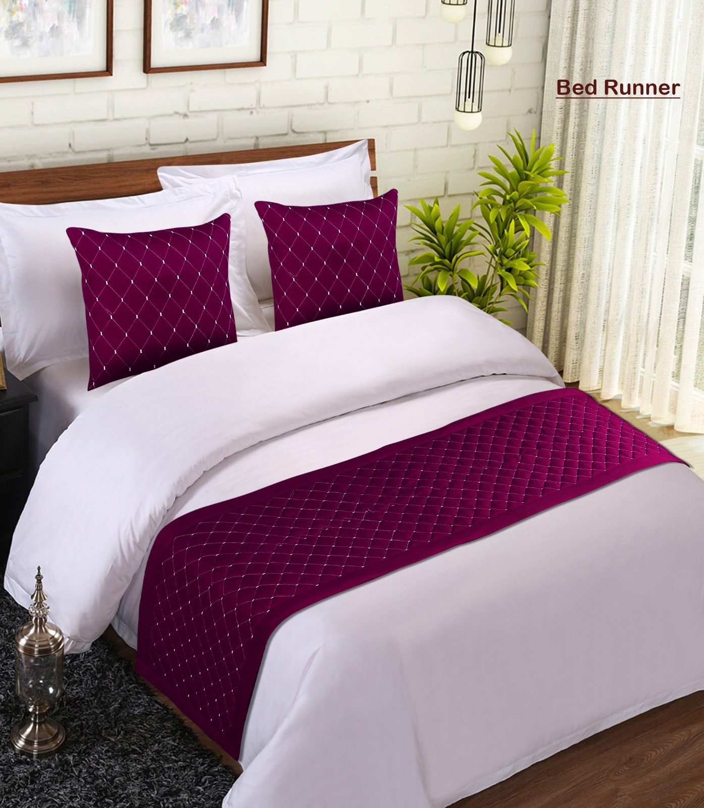 Gold Quilted Bed Runner - Polyester, 96 Inch Length, King Size, 600 Gsm | Quick Dry, Shrink Resistant, Washable, 300 Thread Count