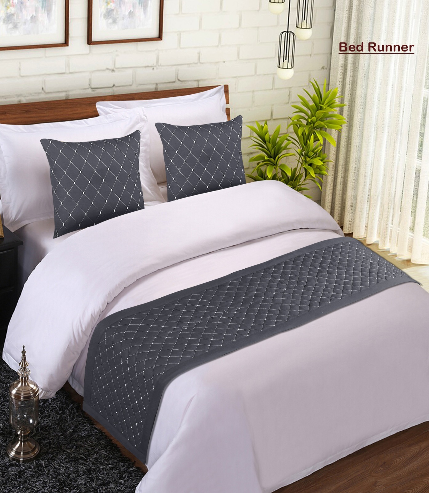 Gold Quilted Bed Runner - Polyester, 96 Inch Length, King Size, 600 Gsm | Quick Dry, Shrink Resistant, Washable, 300 Thread Count