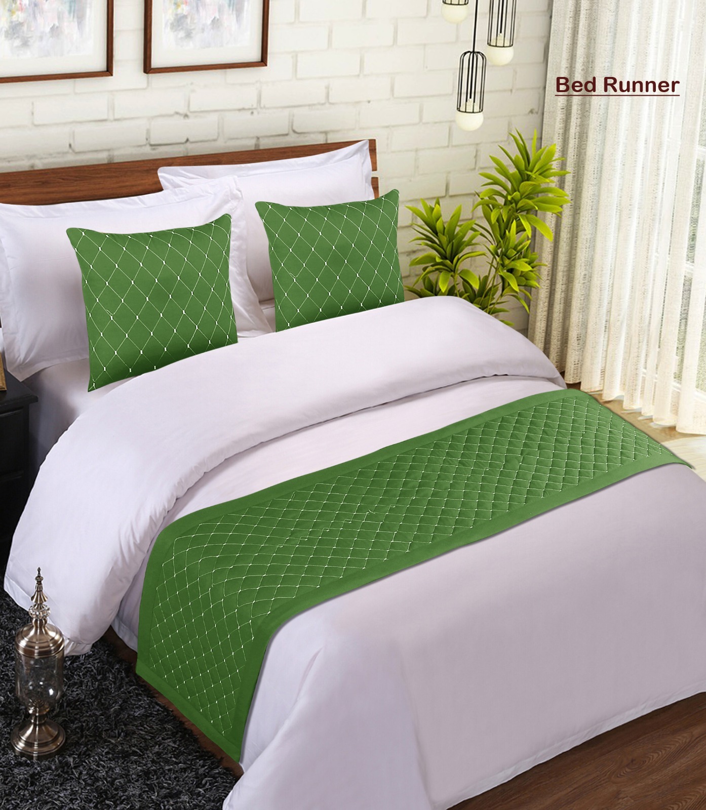 Gold Quilted Bed Runner - Polyester, 96 Inch Length, King Size, 600 Gsm | Quick Dry, Shrink Resistant, Washable, 300 Thread Count