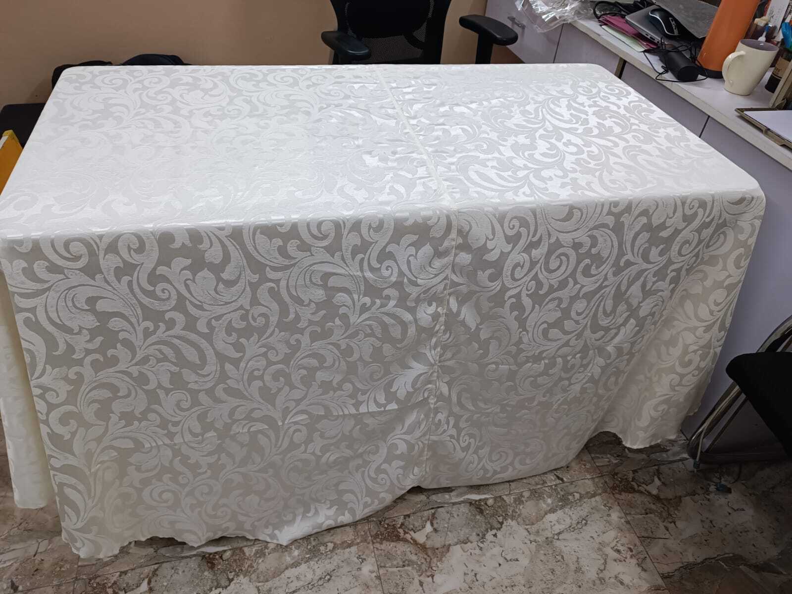 Simple Table Cover - Polyester, 6 Ft Size | Elegant 2-in-1 Fitted Tablecloth & Skirt, Wrinkle Resistant, Easy Installation, Reusable