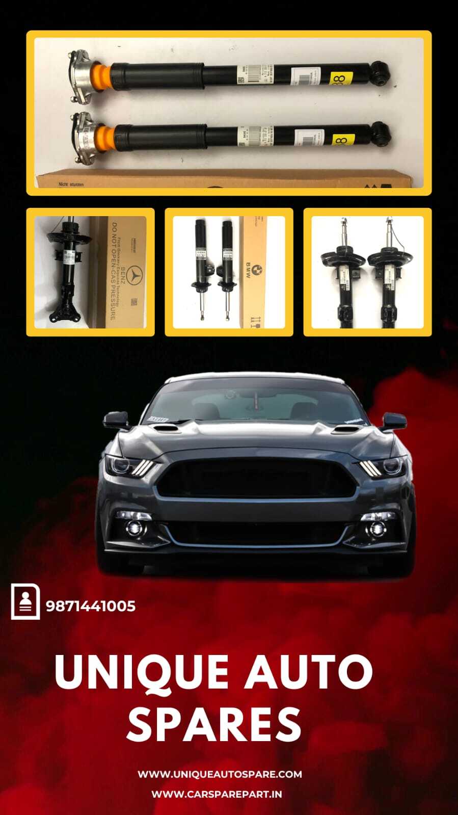 Shock Absorber - Oem Black Design, Compatible With Bmw F30 Model 2013 | Enhances Comfort And Handling, Reduces Bouncing And Vibration