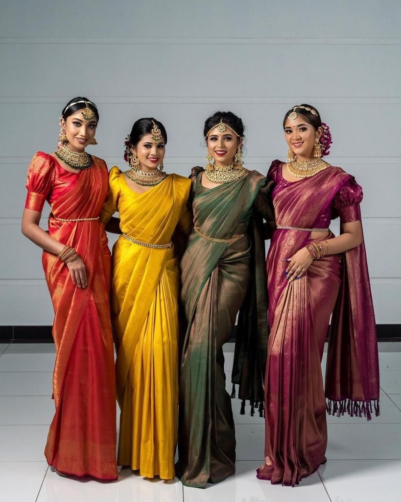 Silk Saree - Soft Lichi Silk Cloth, Beautiful Rich Pallu & All Over Jacquard Work, Running Exclusive Jacquard Border, Ideal For Ethnic Occasions