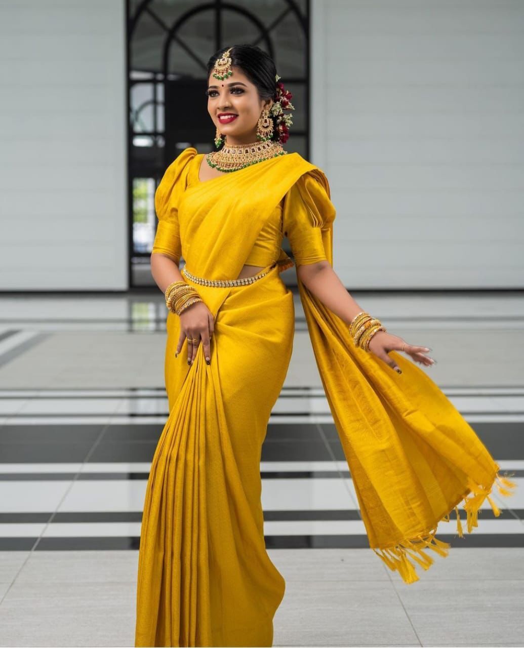 Silk Saree - Soft Lichi Silk Cloth, Beautiful Rich Pallu & All Over Jacquard Work, Running Exclusive Jacquard Border, Ideal For Ethnic Occasions