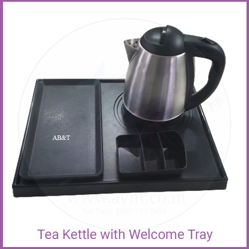 Welcome Tray And Tea Kettles - Color: Black
