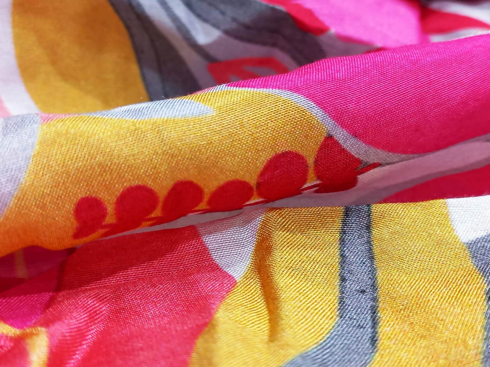 Multi Color Digital Printed Striped Pattern Viscose Muslin Fabirc - Color: Multicolor