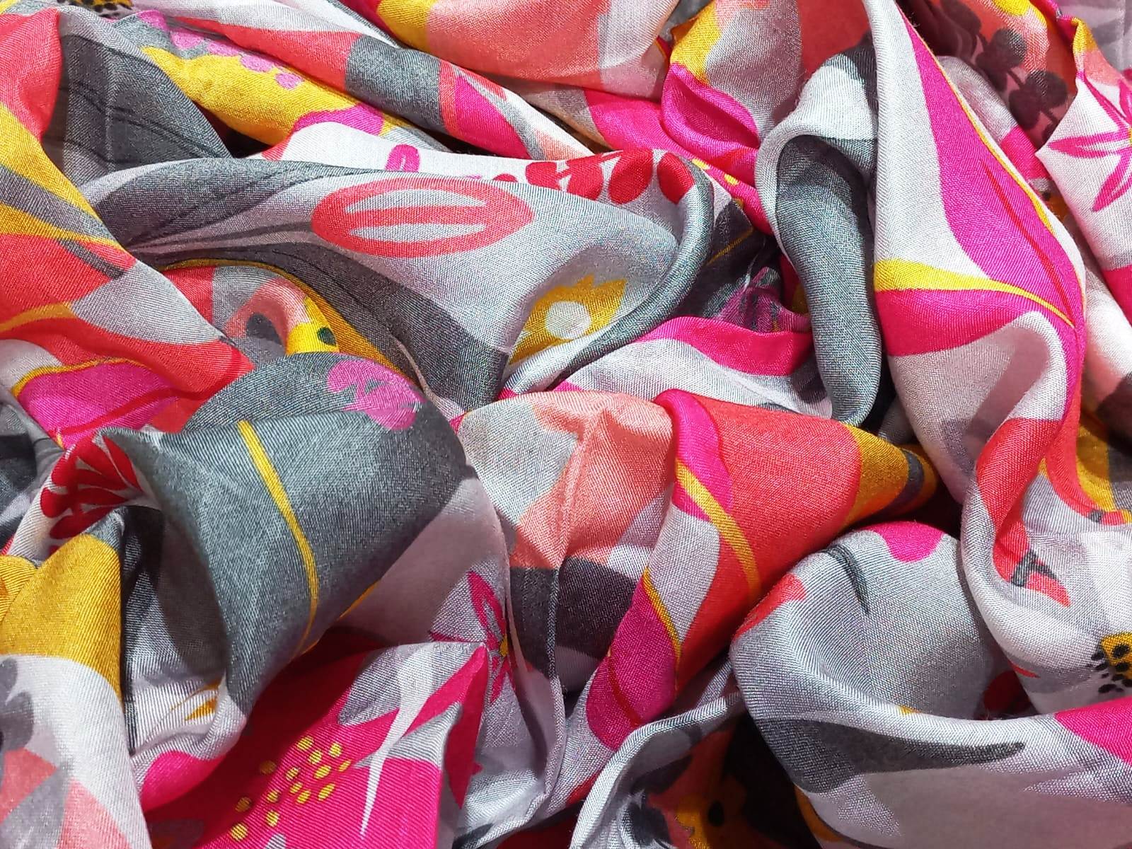 Multi Color Digital Printed Striped Pattern Viscose Muslin Fabirc - Color: Multicolor