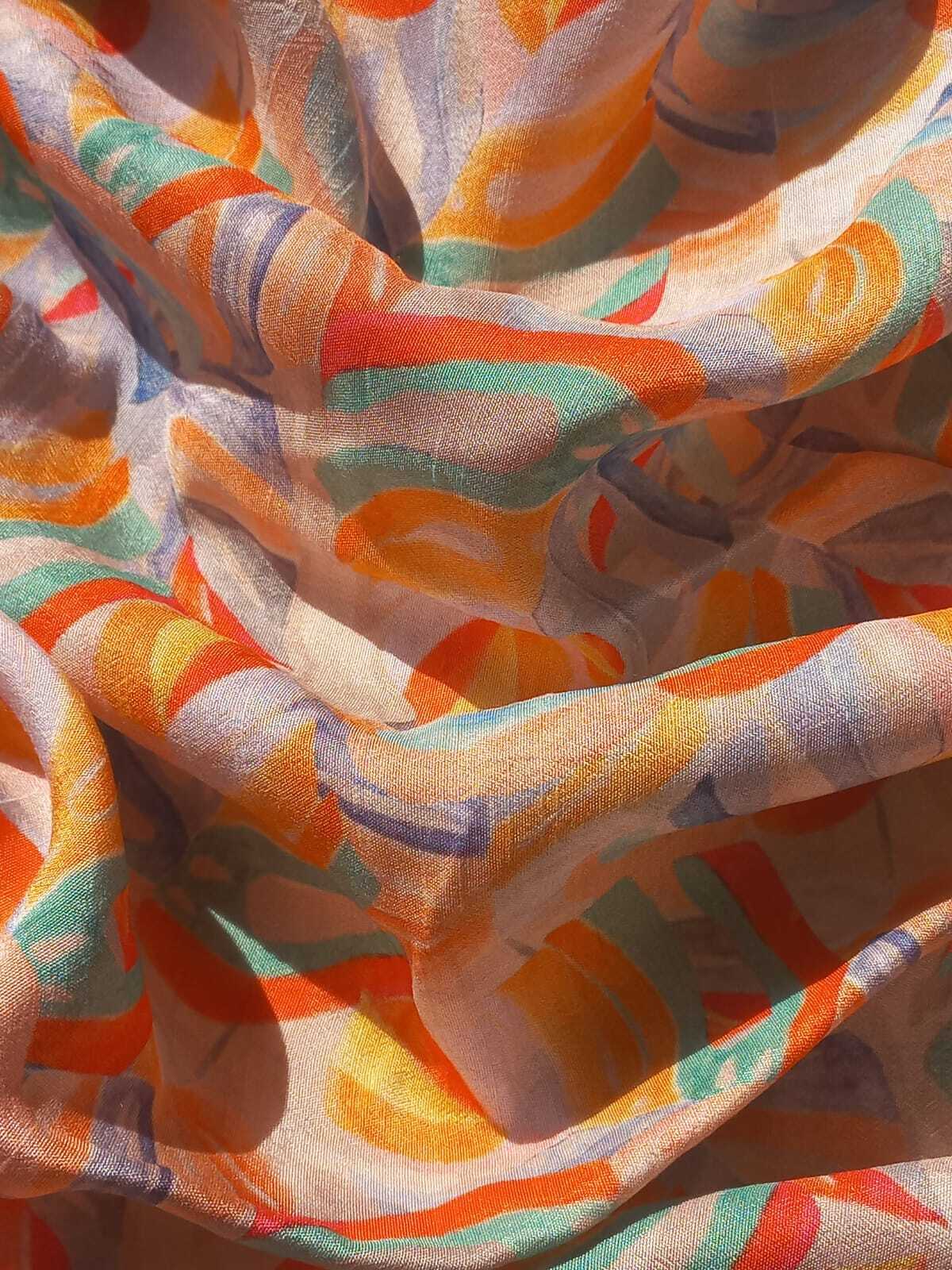 Printed Dola Silk Fabric For Your Boutique - Pattern: Plain