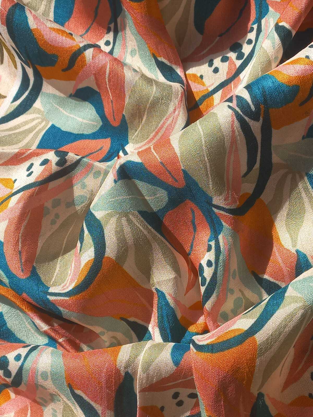 Printed Dola Silk Fabric For Your Boutique - Pattern: Plain