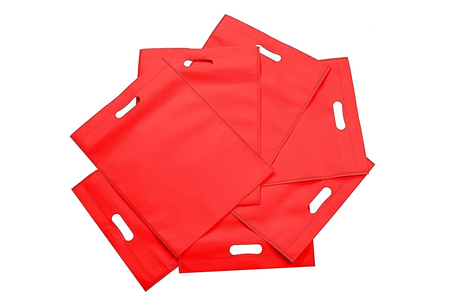 9/12 D Cut Carry Bag Multi Colour - Non Woven Pp Fabric , Red Color, Biodegradable Eco-friendly Shopping Solution With Durable D Cut Handle