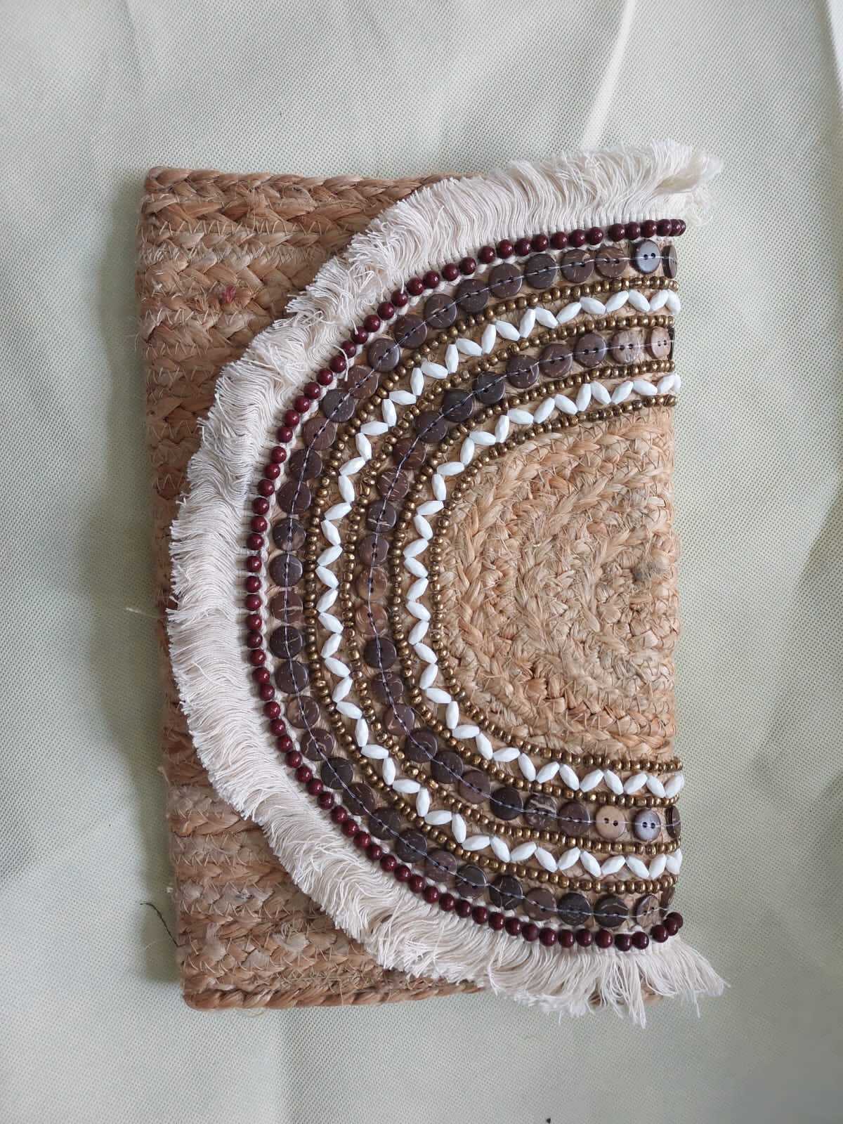 Jute Handicraft Bag - Biodegradable, Waterproof With Zipper Closure | Eco-friendly, Reusable, Customizable Design, Hand Printed