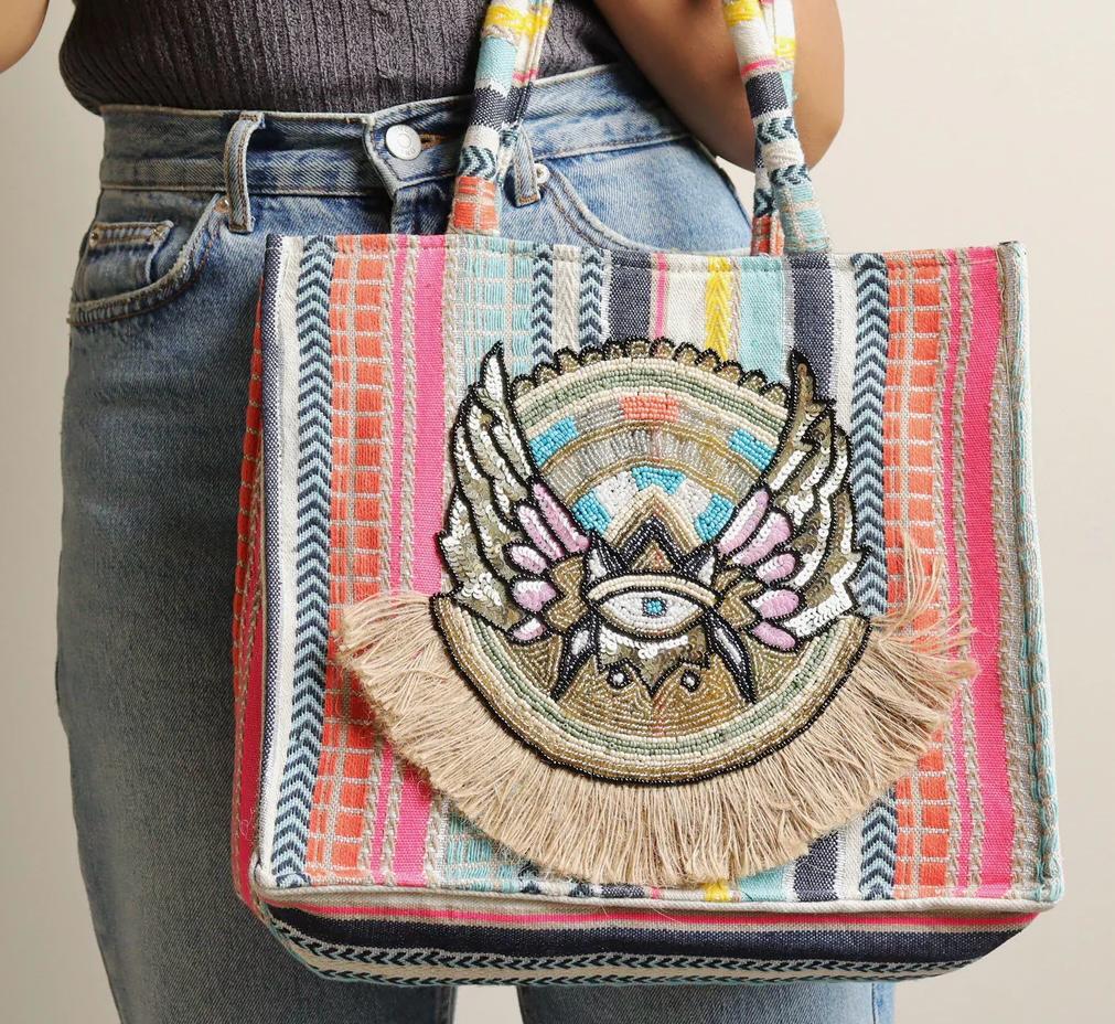 Jute Handicraft Bag - Biodegradable, Waterproof With Zipper Closure | Eco-friendly, Reusable, Customizable Design, Hand Printed