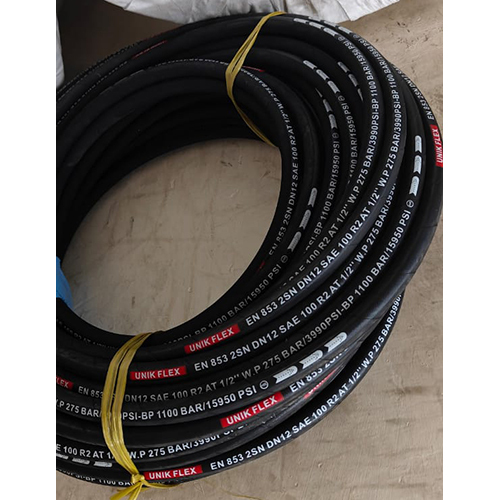 Unikflex Hydraulic Hoses - Rubber Material, Round Shape, Black Color | Industrial Usage for Durable Performance and Flexible Connection