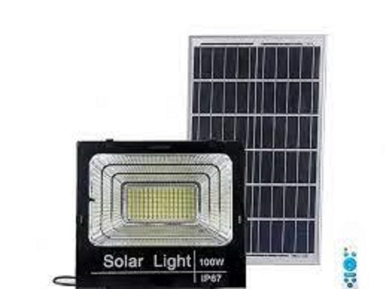 Led Solar Flood Light - 100w Power, 4000mah Battery | Cool White, Abs Material, 140 Leds, 8 Hours Back-up, Ip65 Rated, Manual Switch, 1-year Warranty