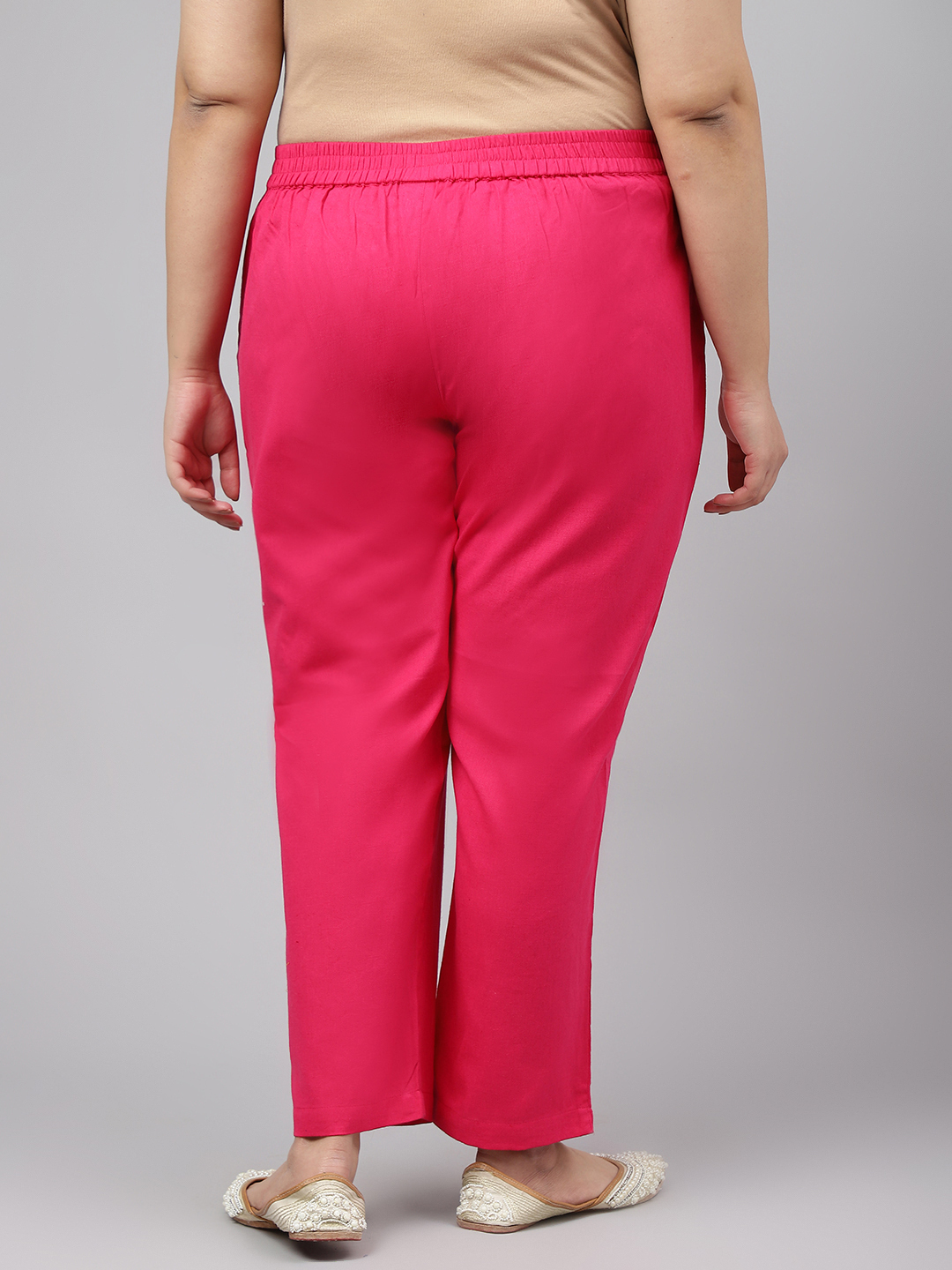 Ladies Cotton Pant - Cotton-rayon Blend, Size 3xl-5xl, Pink Color, Straight Fit, Length 37 Inch | Plus Size, Quick Dry, Washable, Waterproof, All Season