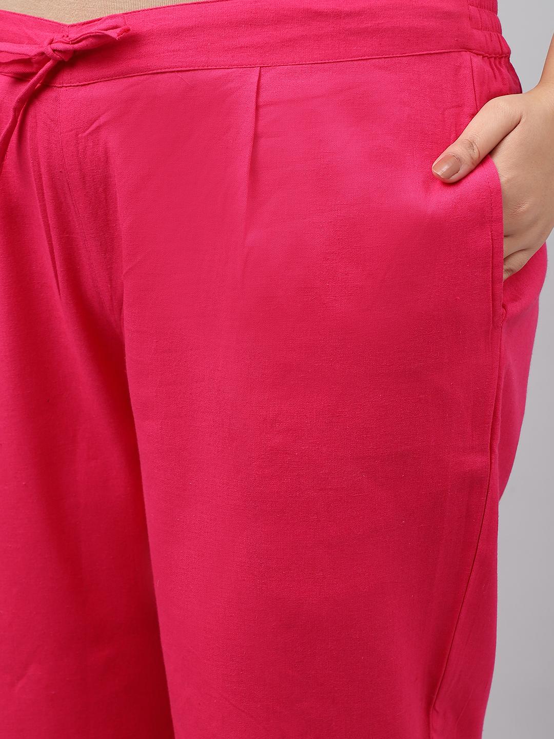 Ladies Cotton Pant - Cotton-rayon Blend, Size 3xl-5xl, Pink Color, Straight Fit, Length 37 Inch | Plus Size, Quick Dry, Washable, Waterproof, All Season