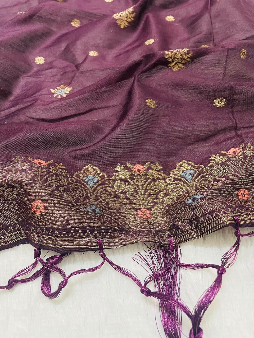 Purple Cotton Silk Dupatta