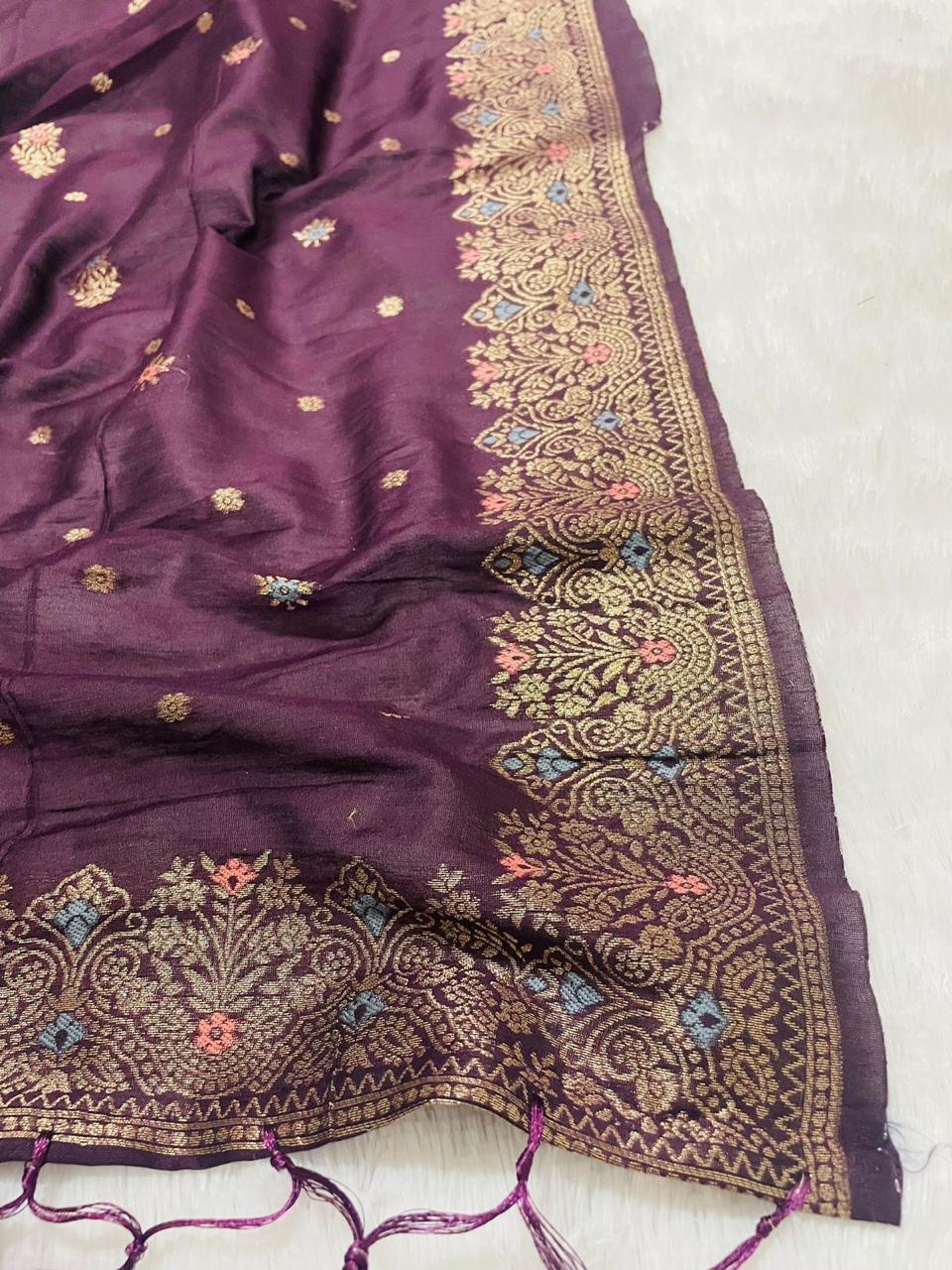 Purple Cotton Silk Dupatta