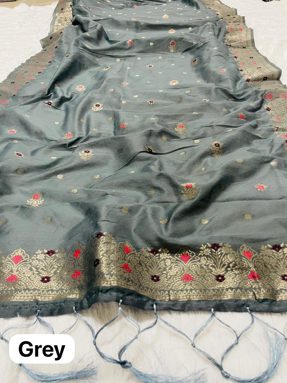 Grey Cotton Silk Dupatta