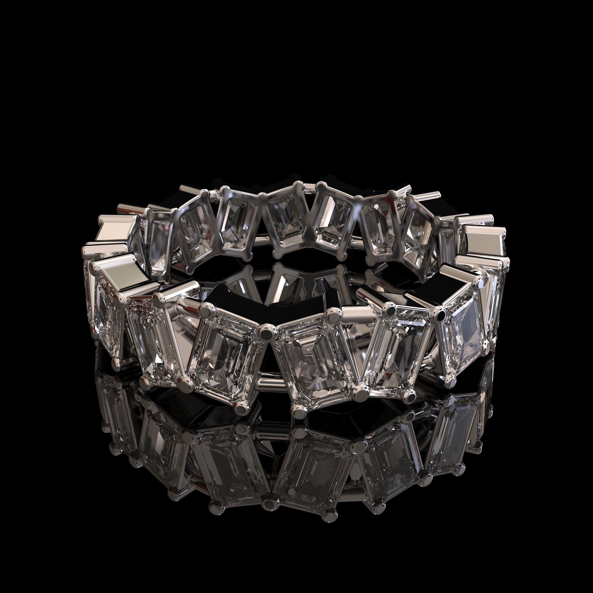 Solitaire Diamond Ring - Gold, Size 7, 3mm Band Width | Emerald Cut Diamond, Vs1 Clarity, Pave Setting, 2.5 Grams