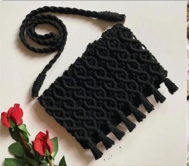 Macrame Crossbody Sling Bag - Cotton Material, Custom Color & Design Options | Hand-woven, Soft Crochet, Ideal For Beach, Travel & Daily Occasions