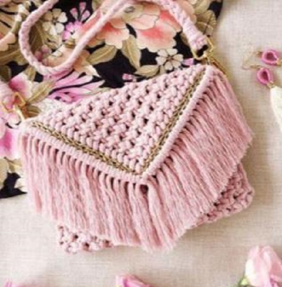 Macrame Crossbody Sling Bag - Cotton Material, Custom Color & Design Options | Hand-woven, Soft Crochet, Ideal For Beach, Travel & Daily Occasions