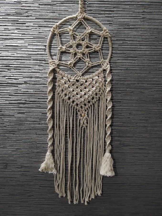 Macrame Dream Catcher - Cotton Material, Customizable Width | Vintage-modern Tapestry Inspired By Tribal Art, Ideal For Gifting