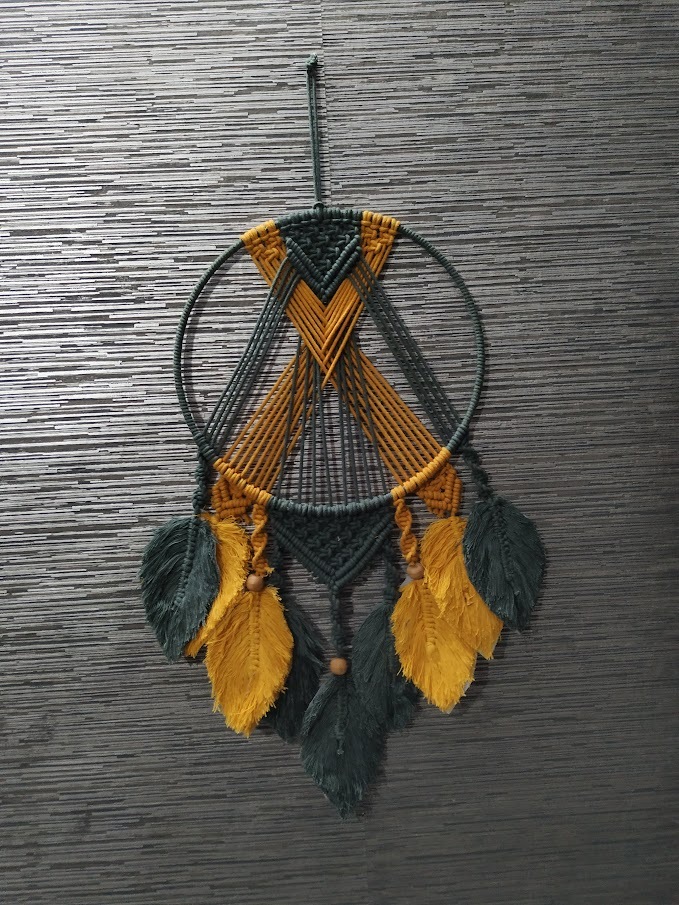 Macrame Dream Catcher - Cotton Material, Customizable Width | Vintage-modern Tapestry Inspired By Tribal Art, Ideal For Gifting