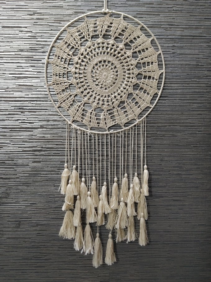 Macrame Dream Catcher - Cotton Material, Customizable Width | Vintage-modern Tapestry Inspired By Tribal Art, Ideal For Gifting