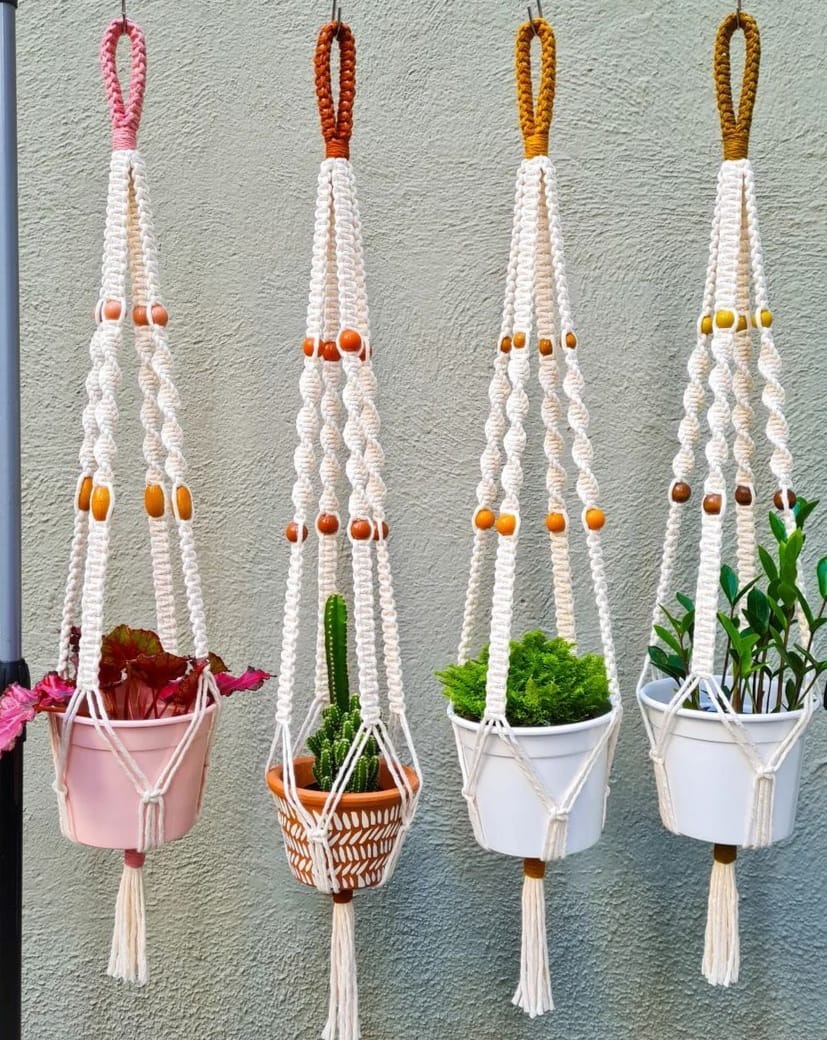 Macrame Plant Hanger - Color: Yellow