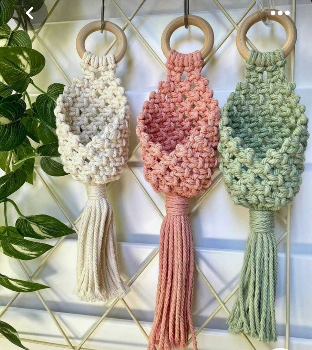 Macrame Plant Hanger - Color: Yellow