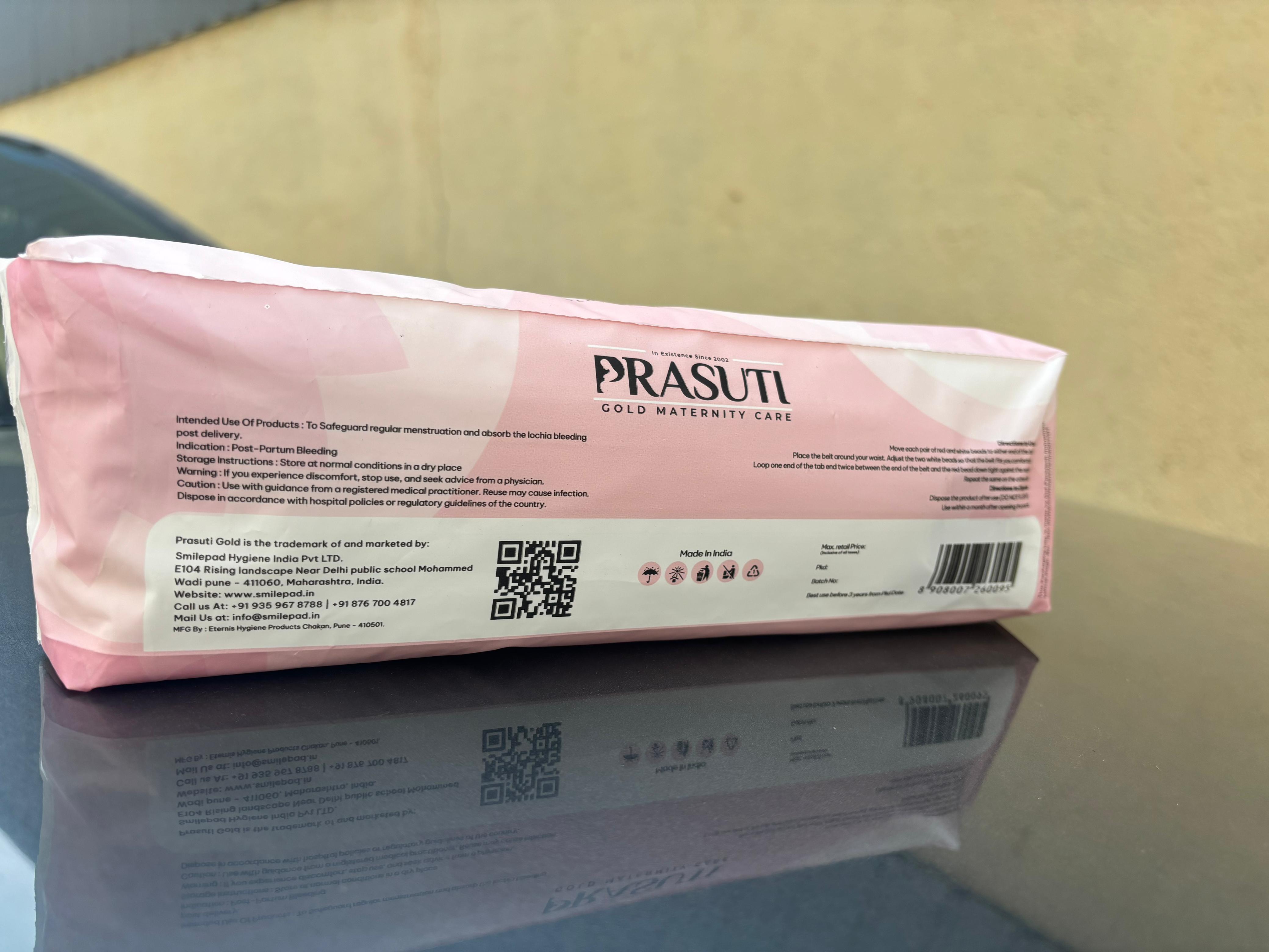 Prasuti Maternity Pad - Cottony Xl | White Color, Shelf Life Of 36 Months, Designed For Comfort And Convenience