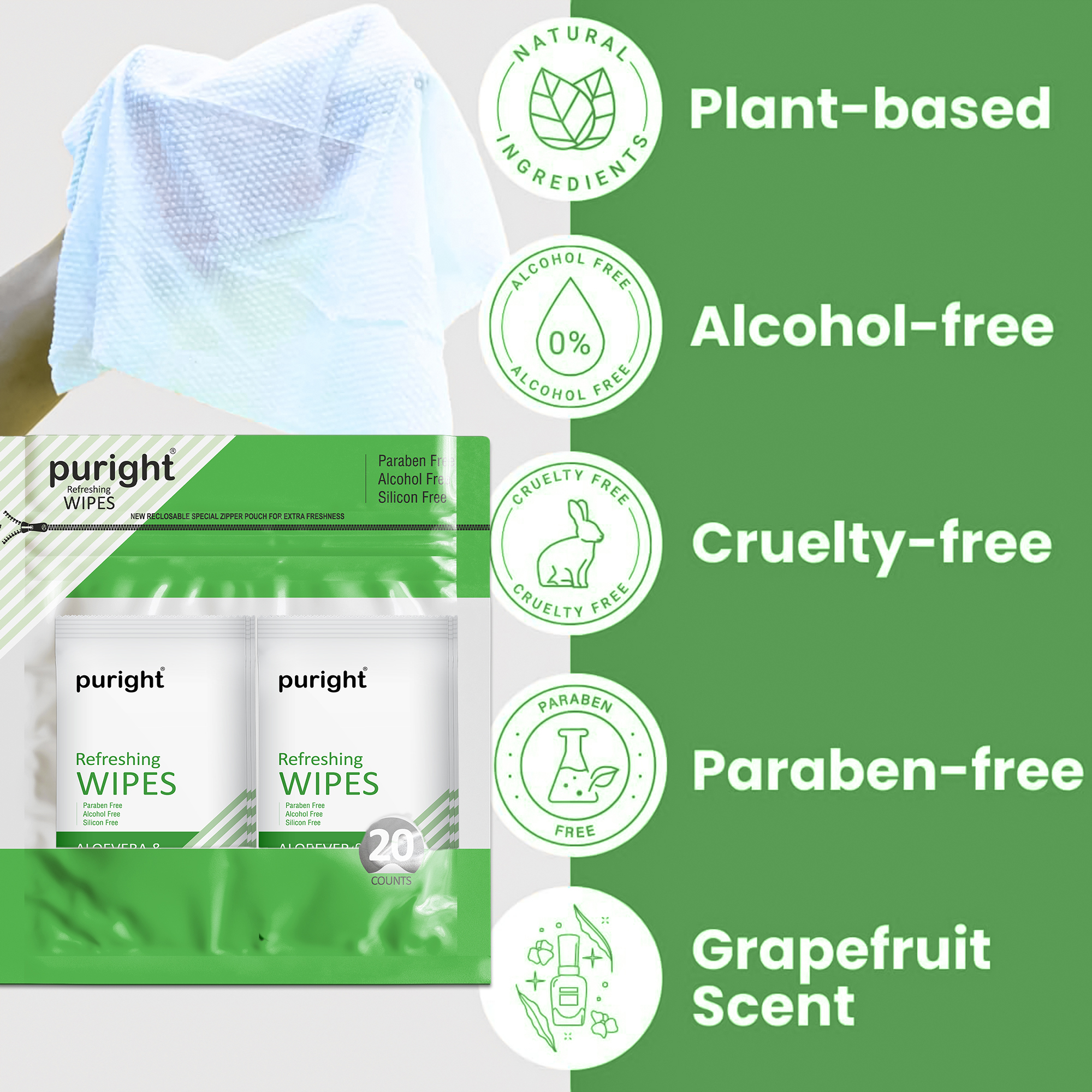 Salon And Beauty Parlor Consumables And Disposables - Non Woven Fabric 15 X 20 Cm Green | Soft Alcohol-free Wipes For Deep Cleansing And Refreshing Skin