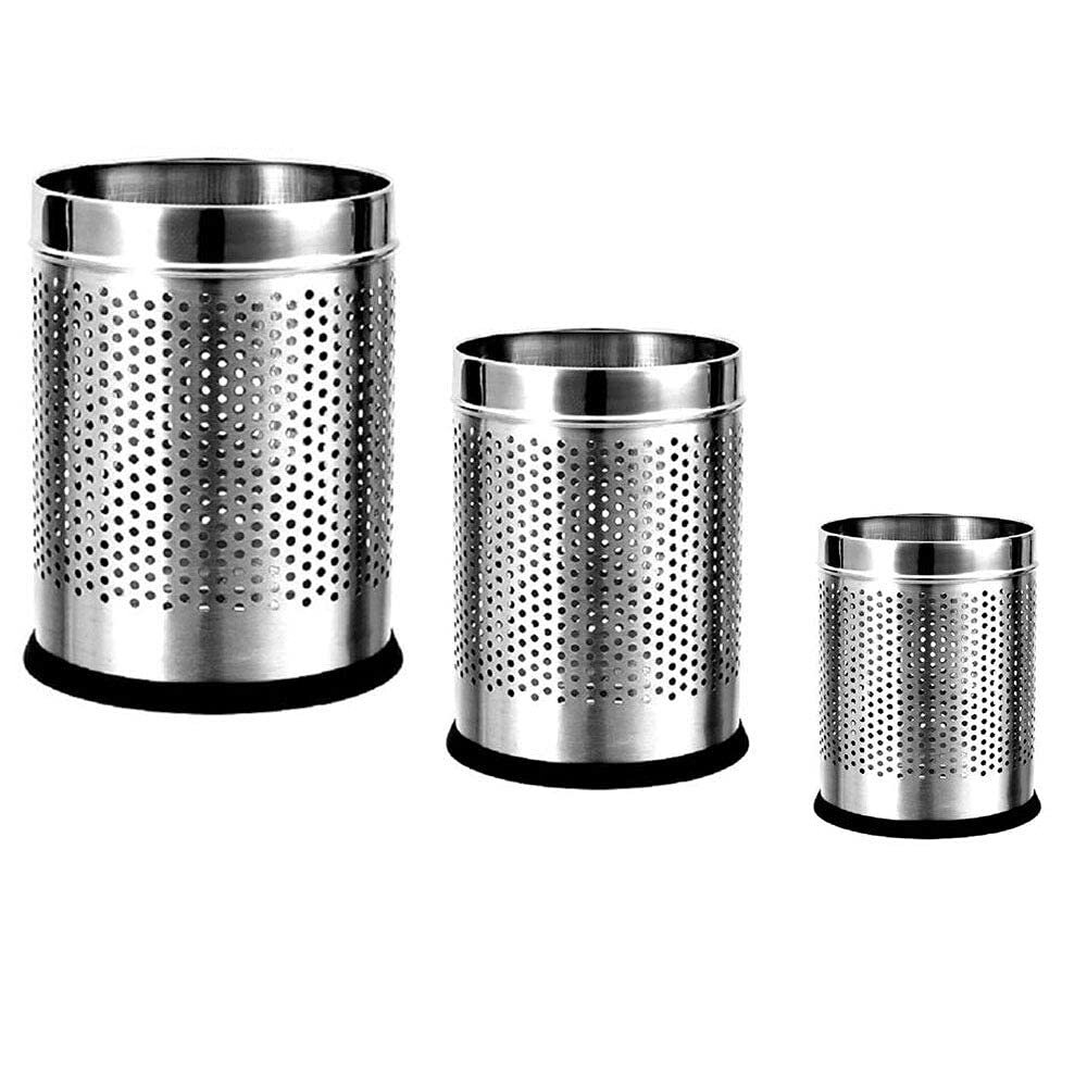 Steel Office Dustbin - Color: Silver