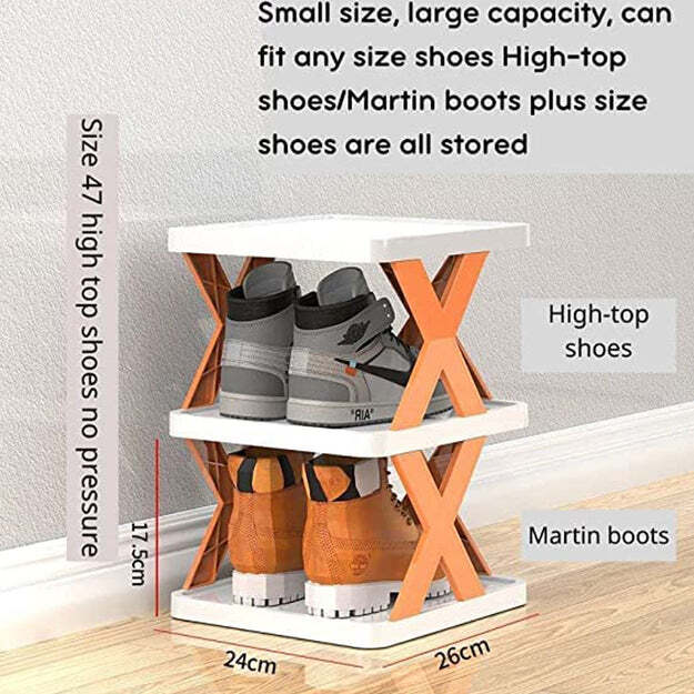 6 Layer Shoe Rack Design Lightweight Adjustable Plastic Foldable Shoe Cabinet Storage Portable Folding Space Saving Shoe Organizer Home And Office