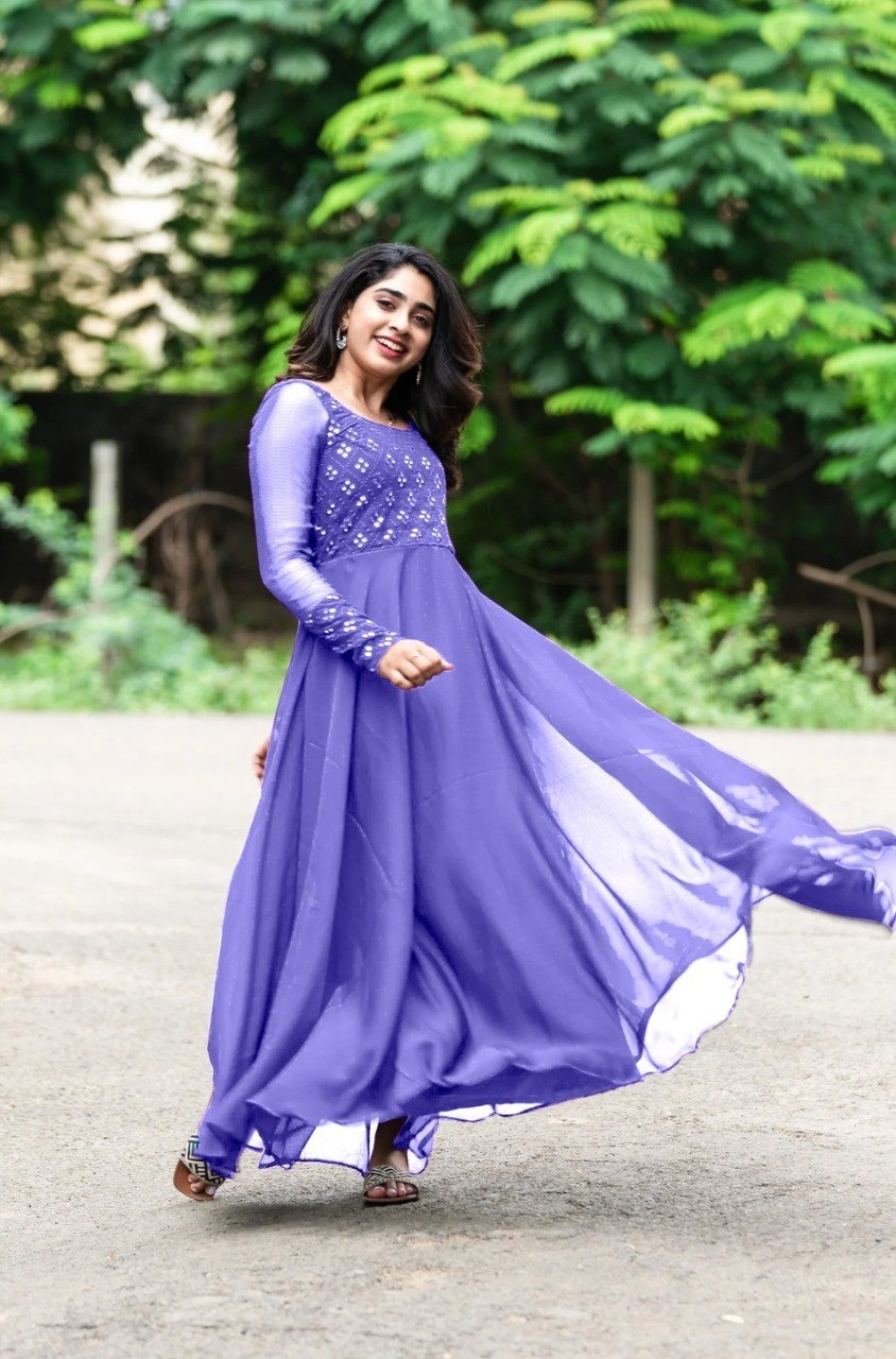 Georgette Gown - Luxe Fabric, Flowing Silhouette, Elegant Evening Wear, Various Colors Available