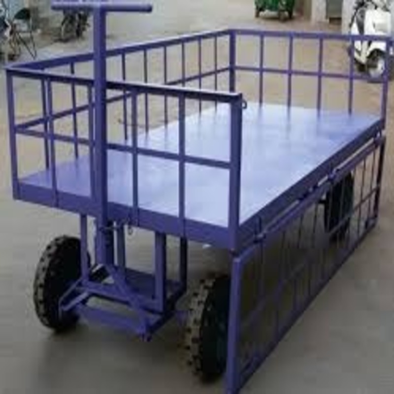 Industrial Material Handling Trolley - Mild Steel, 850x610, 1060x660, 12750x810 Mm | 200-500 Kg Load Capacity, Buffed Finish, Deep Blue & Golden Yellow