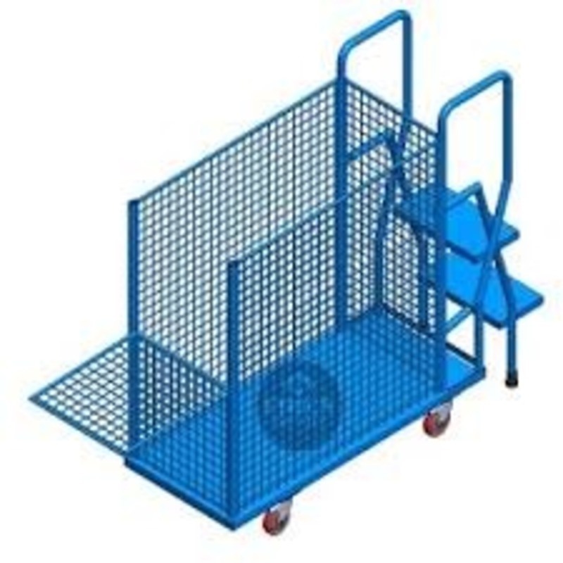 Industrial Material Handling Trolley - Mild Steel, 850x610, 1060x660, 12750x810 Mm | 200-500 Kg Load Capacity, Buffed Finish, Deep Blue & Golden Yellow